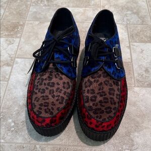 T.U.K Vibrant Red and Blue Leopard Oxfords
